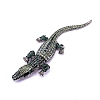 Alloy Rhinestones Alligator Brooches JEWB-S022-07B-1