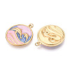 304 Stainless Steel Pave Crystal Rhinestone and Enamel Pendants STAS-T069-77-2