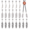 24Pcs 3 Styles Feather Tibetan Style Alloy Cord Ends HJEW-NB00327-1