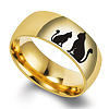 Cat Shape Pattern 201 Stainless Steel Finger Rings FS-WG30D97-06-1