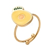 Adjustable 304 Stainless Steel Enamel Cuff Rings for Women LS-RJEW-B152-01G-03-5