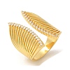 Fan Brass Micro Pave Cubic Zirconia Wide Open Cuff Rings RJEW-U008-43G-1