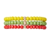 3Pcs Christmas Faceted Imitation Jade & Opaque Glass Rondelle Beaded Stretch Bracelets for Women BJEW-JB12563-06-4