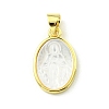 Rack Plating Brass Pave Natural Shell Pendants KK-A204-01A-01G-1