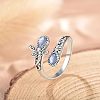 Teardrop & Dragonfly Bohemian Style Zinc Alloy with Natural Moonstone Cuff Rings for Women FS-WGB4FBF-01-1