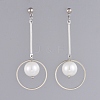 Glass Pearl Dangle Stud Earrings EJEW-JE03964-2
