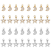   Moon & Star Brass Micro Pave Clear Cubic Zirconia Charms ZIRC-PH0001-13-1