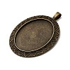 Tibetan Style Alloy Oval Pendant Cabochon Settings TIBEP-M018-47AB-NF-2