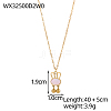 Cartoon Rabbit with Pink Shell & Dangle Balls Pendant Necklaces STAS-OY009-42G-2