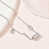 Brass Micro Pave Clear Cubic Zirconia Column Charm Bracelets KK-CBA6980-26P-2