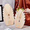 2 Sizes Wooden Oval Leaf Detachable Bracelet Display Stands BDIS-WH0003-22-3