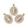 Oval with Virgin Mary Brass Micro Pave Cubic Zirconia Pendants KK-K385-031G-1