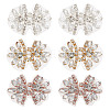 6Pcs 3 Colors Alloy with Glass Rhinestone Bowknot AJEW-NB0006-23-1