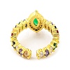 Horse Eye Colorful Cubic Zirconia Open Cuff Ring RJEW-U003-24C-G-3