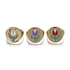 (Jewelry Parties Factory Sale)Brass Enamel Cuff Rings RJEW-H538-21G-1