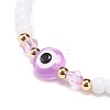 Resin Evil Eye & Acrylic Beaded Stretch Bracelet for Women BJEW-JB08609-05-4