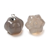 Natural Grey Agate Pumpkin Charms with Platinum Tone Brass Bails G-C158-06P-03-2