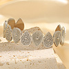 304 Stainless Steel & Crystal Rhinestone Cuff Bangles WG37505-02-1