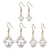 Round Shell Pearl Beads Dangle Earrings EJEW-JE06318-2