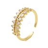 Brass Pave Cubic Zirconia Cuff Rings RJEW-U012-04G-02-1