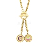 Ion Plating(IP) 304 Stainless Steel Purple Enamel Letter & Eye Pendant Wheat Chain Necklaces STAS-Z102-01G-C-1