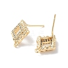 Brass Micro Pave Cubic Zirconia Stud Earring Findings KK-E107-16G-2