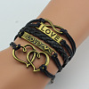 PU Leather & Hemp Cord Multi-strand Bracelets WG4AB3D-11-1