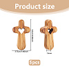5Pcs Wood Cross with Heart Ornaments AJEW-DC0003-55-2