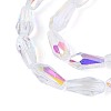 AB Color Plated Transparent Glass Teardrop Beads Strands EGLA-T029-08A-3