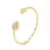Clear Cubic Zirconia Teardrop Open Cuff Bangle BJEW-G652-05G-4
