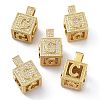 Alphabet Brass Micro Pave Clear Cubic Zirconia Pendants ZIRC-O045-01G-C-1