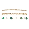 Dyed Natural Agate Nuggets & 304 Stainless Steel Link Chain 3 Layer Anklets for Women AJEW-AN00743-01-2