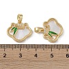 Brass & Shell & Clear Cubic Zirconia Charms KK-G497-18G-3