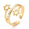 Clear Cubic Zirconia Star of David Cuff Ring RJEW-M142-03G-1