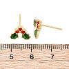 Cubic Zirconia Cherry Stud Earrings with Enamel EJEW-P199-14G-2