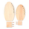 2 Sizes Wooden Oval Leaf Detachable Bracelet Display Stands BDIS-WH0003-22-3