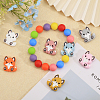 CHGCRAFT 16Pcs 8 Colors Fox Food Grade Eco-Friendly Silicone Focal Beads SIL-CA0003-08-4