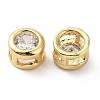Rack Plating Brass Micro Pave Clear Cubic Zirconia Slide Charms KK-C035-03G-1