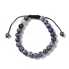 8mm Round Natural Blue Spot Jasper Braided Bead Bracelets BJEW-C067-01B-15-2