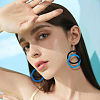 FIBLOOM 6 Pairs 6 Colors Wood Double Ring Dangle Earrings with Iron Pins for Women EJEW-FI0002-38-7