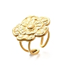 Flower 201 Stainless Steel Open Cuff Ring for Women RJEW-A053-02H-G-2