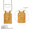 304 Stainless Steel Textured Rectangle with Sacred Heart Pendant Necklaces for Unisex WG14EDC-01-2