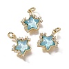 Brass Micro Pave Cubic Zirconia Charms KK-Q043-04G-02-1