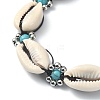 Synthetic Turquoise & Natural Shell Braided Bead Bracelets BJEW-TA00417-3