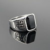 304 Stainless Steel & Obsidian Finger Rings for Men FS-WG9DF95-05-2