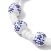 Handmade Flower Printed Porcelain Ceramic Glass Beaded Bracelets for Women BJEW-MZ00291-4