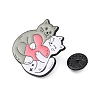 Cute Animal Hug with Heart Enamel Pins PALLOY-D361-01EB-02-3