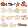 30Pcs 10 Styles Ocean Theme Unfinished Blank Wooden Pendants Set for Painting Arts DIY-SP0003-90-1