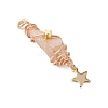 3Pcs 3 Styles Electroplated Natural Quartz Crystal Nuggets Copper Wire Wrapped Pendants PALLOY-JF03126-4