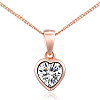 Rose Real 18K Gold Plated Eco-Friendly Alloy Czech Rhinestone Heart Pendant Necklaces NJEW-AA00068-43RG-1